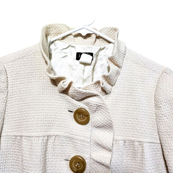J. Crew Blazer Women's Irovy Wool Blend Button Up Ruffles Lined Size 2 - Picture 3 of 8